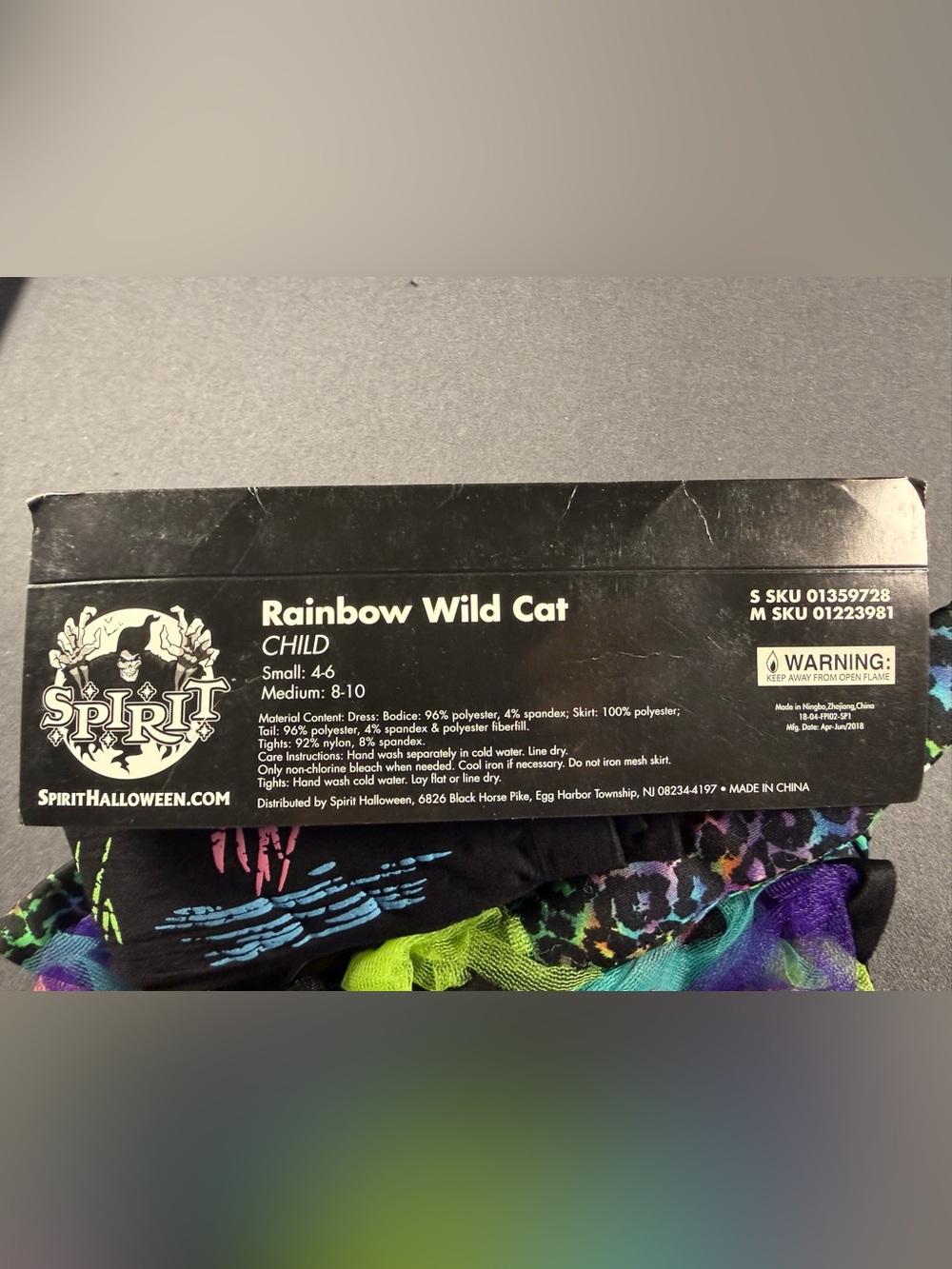 Spirit Halloween Costume Wild Rainbow Cat - Kids Size Medium (8-10) - Picture 13 of 15